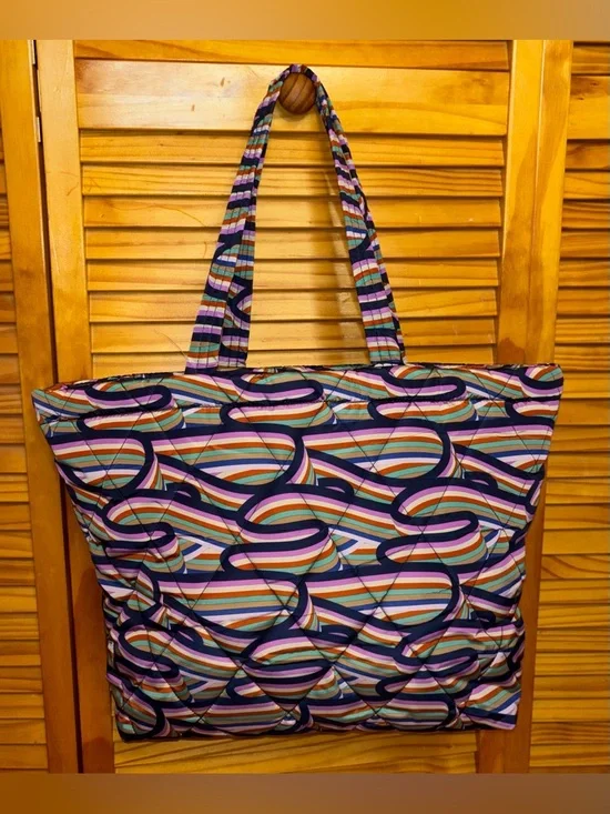 Patterned Purple Multi-Color Quilted Tote Bag - Picture 2 of 2